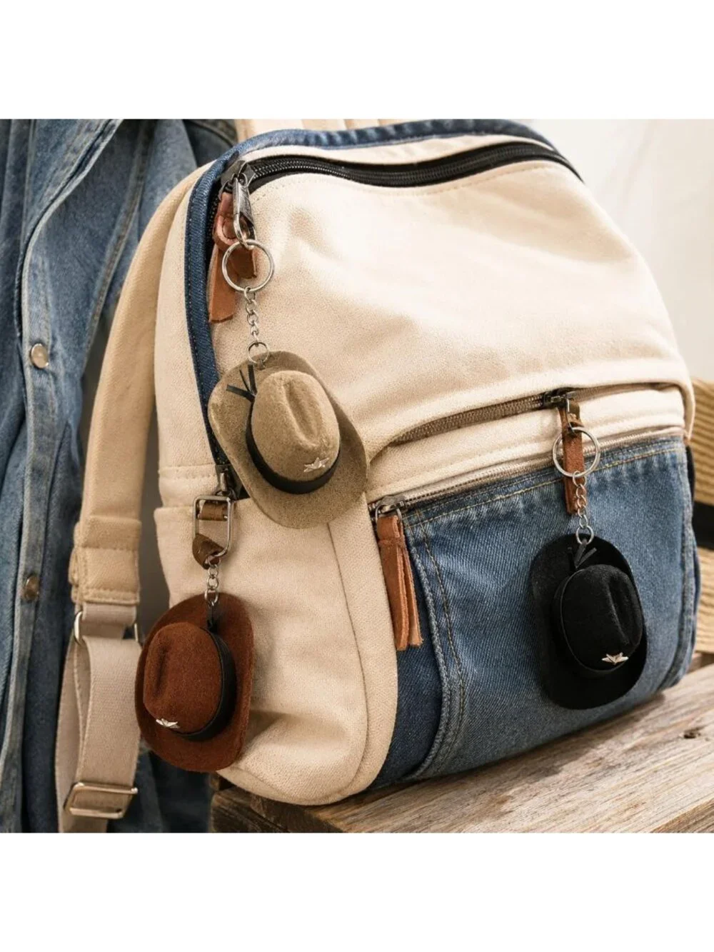 Mini Cowboy Hat Keychain Set - 6 PCS Western Style Tassel Key Rings for Bags